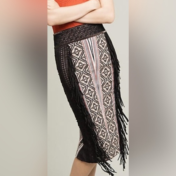 Byron Lars Beauty Marc fringe panel pencil skirt NWT - Picture 2 of 4